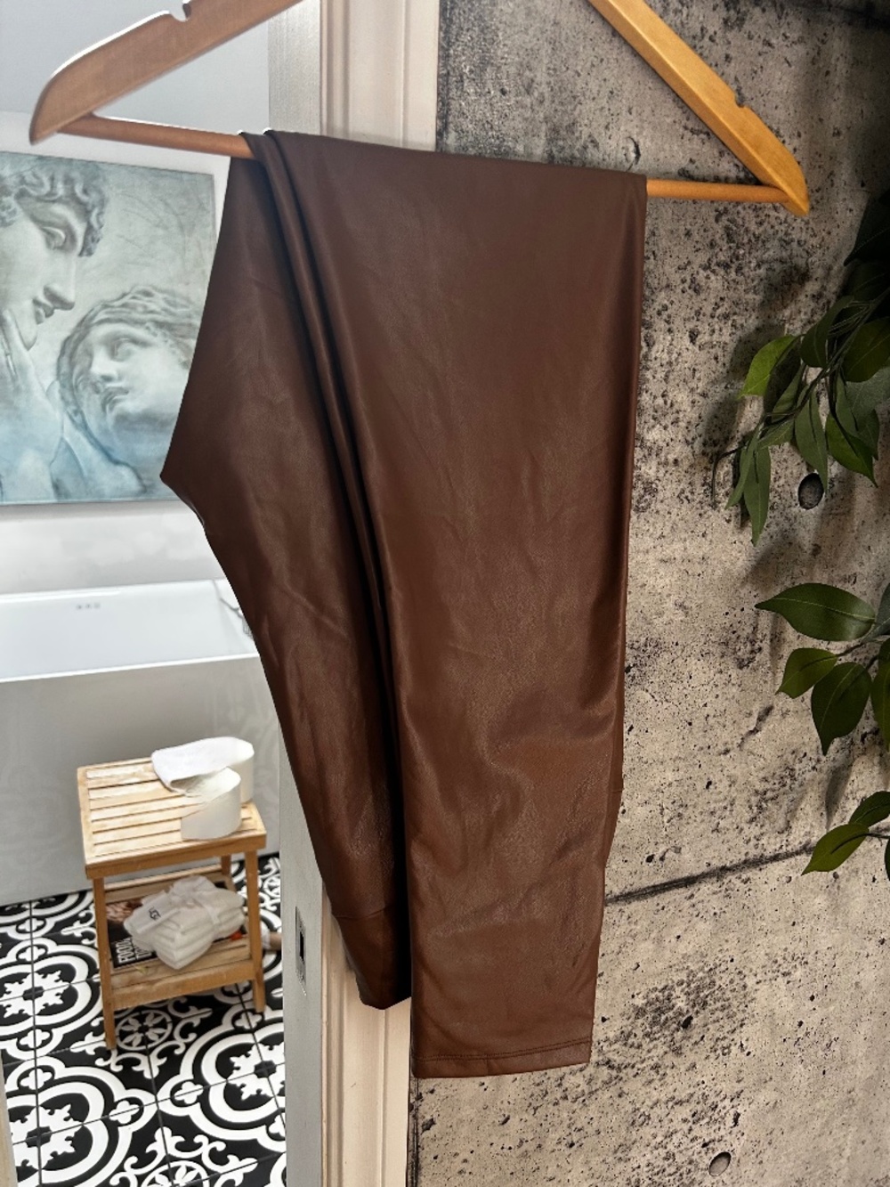 Leather look tights NWT XL